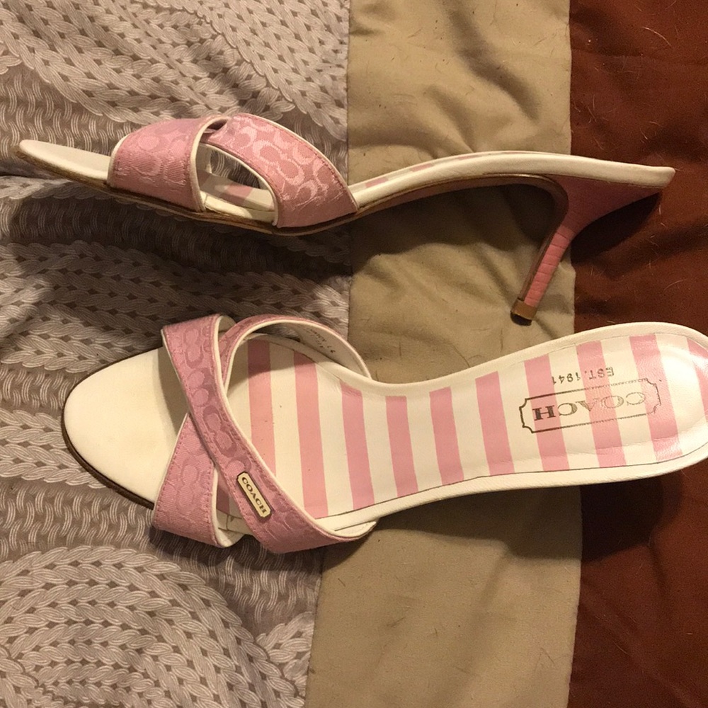 Coach pink & white small heels